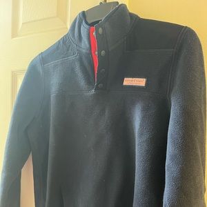 VINEYARD VINES Boys harbor fleece quarter snap XL 18 EUC Navy Shep